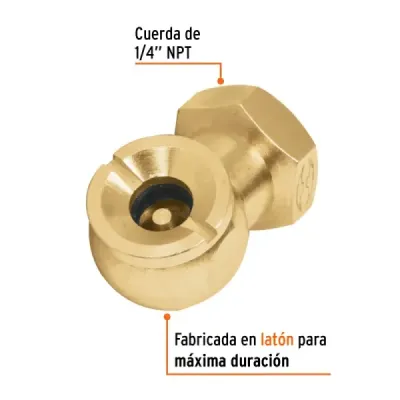 Cabeza Infladora De Llantas En Latón, Rosca 1/4 Npt, Hembra Truper