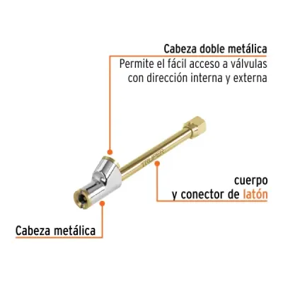 Inflador De Llantas En Latón, Rosca 1/4 Npt Con Cabeza Doble Truper