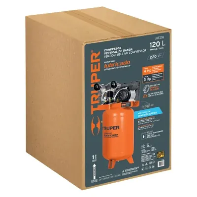 Compresor Vertical De Banda, 120 L, 4 Hp Y Motor En Cobre Truper