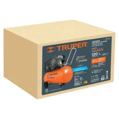 Compresor Horizontal De Banda, 120 L, 4 Hp Y Motor En Cobre Truper