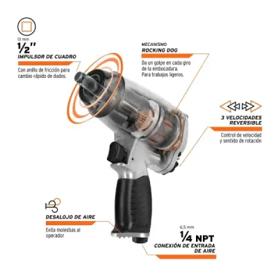 Pistola De Impacto Profesional De 1/2", Accesorios Incluidos Truper
