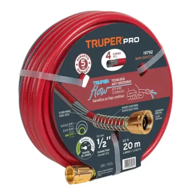 Manguera Súper Reforzada De 1/2", 4 Capas, 20 M Anti Fuga Truper