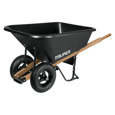 Carretilla Plástica De 227 Litros Y Doble Rueda Neumática Truper