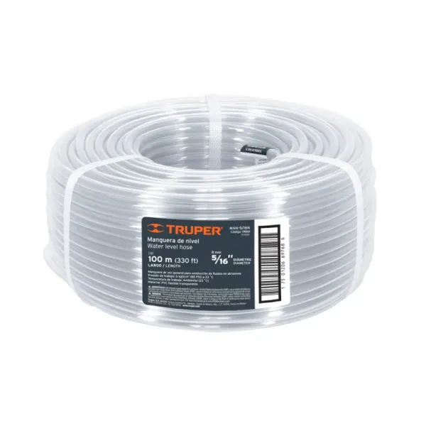 Manguera De Nivel 100 Metros, Diámetro 5/16", Espesor 1 Mm Truper (MAN-5/16N - 19861)