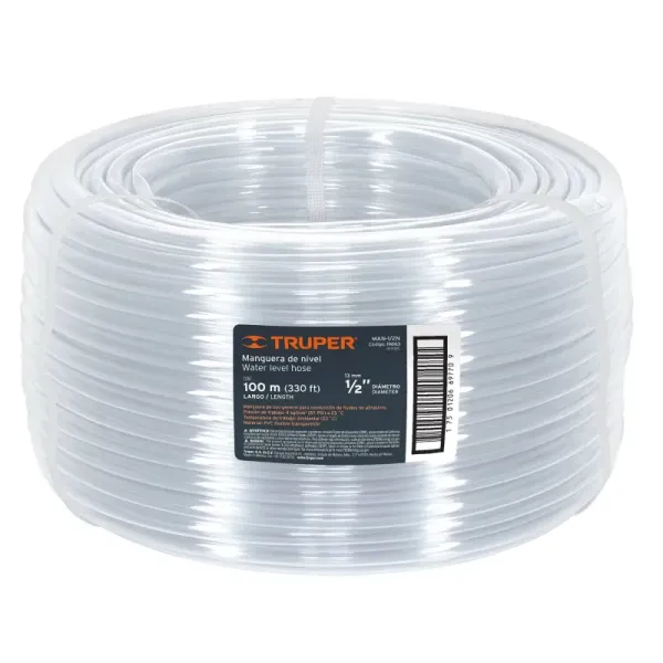 Manguera De Nivel 100 Metros, Diámetro 1/2", Espesor 1.1 Mm Truper (MAN-1/2N - 19863)