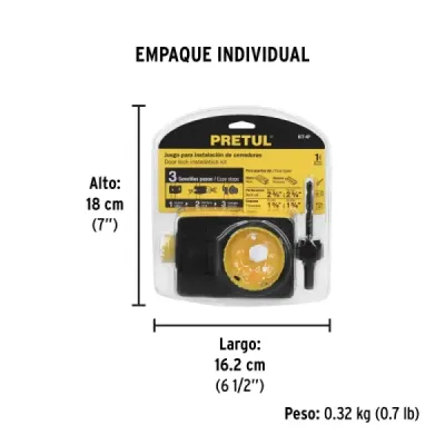 Juego Para Instalar Cerraduras De 35 A 44 Mm, 4 Piezas Pretul