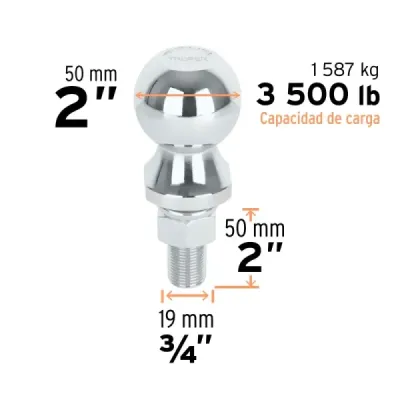 Bola De Arrastre Cromada Para Acoplador, 3.500 Libras Truper