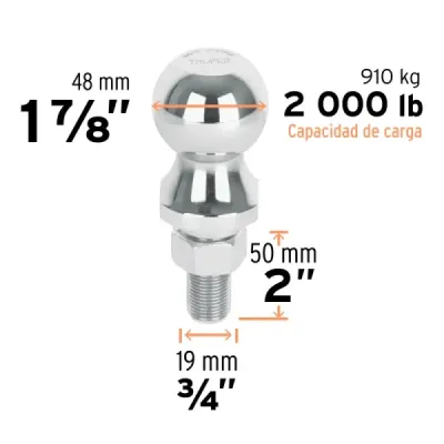 Bola De Arrastre Cromada Para Acoplador, 2.000 Libras Truper