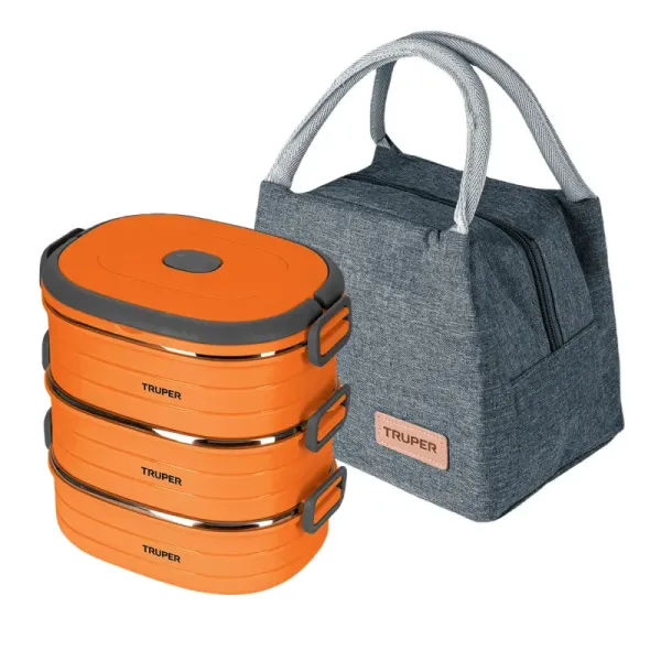 Portacomidas Acero Inoxidable Microondas Truper Apilable (LUNCH-3 - 66076)