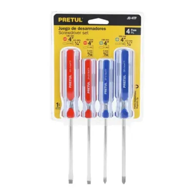 Juego De 4 Destornillares Mango De Pvc Con Puntas Magnéticas Pretul