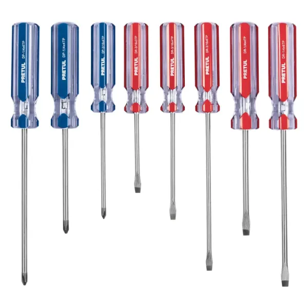 Juego De 8 Destornillares Mango De Pvc Con Puntas Magnéticas Pretul (JD-8TP - 20213)