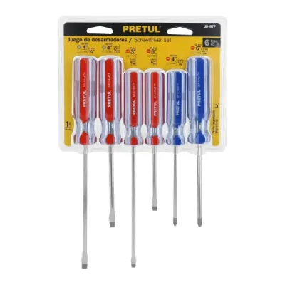 Juego De 6 Destornillares Mango De Pvc Con Puntas Magnéticas Pretul