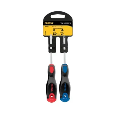 Juego De 2 Destornillares De 1/4", Mango Comfort Grip Pretul