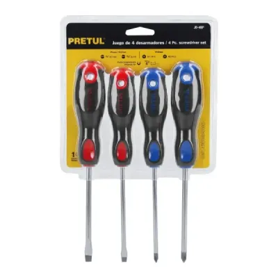 Juego De 4 Destornillares Comfort Grip Con Puntas Magnéticas Pretul