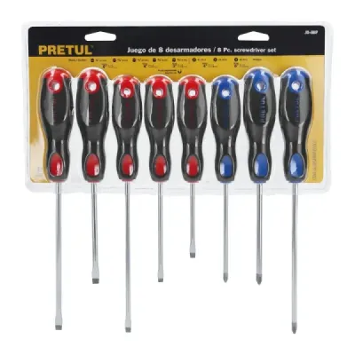 Juego De 8 Destornillares Comfort Grip Con Puntas Magnéticas Pretul