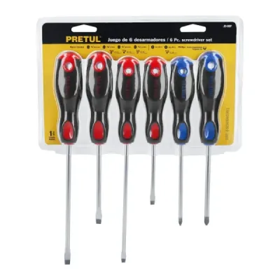 Juego De 6 Destornillares Comfort Grip Con Puntas Magnéticas Pretul