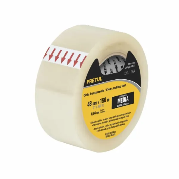 Cinta Ancha Transparente Uso Hogar De 150 Metros Y 48 Mm Pretul (CTR-150P - 20527)