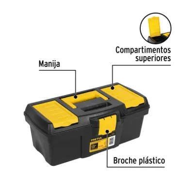 Caja De Herramientas De 33 Cm Con Compartimientos Y Charola Pretul