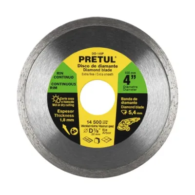 Disco De Diamante Rin Continuo Fino De 4", Centro 7/8" Pretul
