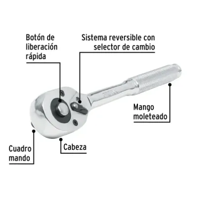 Ratchet De Liberación Rápida De 1/2", Cabeza De Pera Pretul
