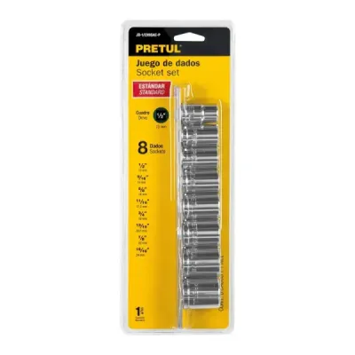 Juego De 8 Copas Desde 1/2" Hasta 15/16", Cuadrante 1/2" Pretul