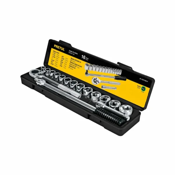 Juego De Copas Métricas Con 16 Piezas, Cuadrante De 1/2" Pretul (JD-1/2X17MM-P - 21174)