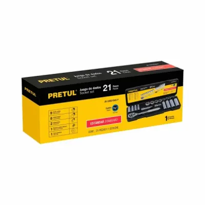Juego De Copas En Pulgadas Con 21 Piezas, Cuadrante De 3/8" Pretul