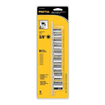 Juego De 9 Copas Desde 10 Mm Hasta 19 Mm, Cuadrante 3/8" Pretul