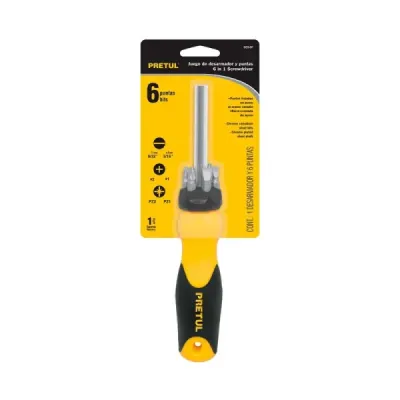 Juego De Puntas Con Destornillador Ratchet 7 Piezas Pretul