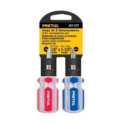 Juego De 2 Mini Destornillares De 1/4", Mango De Pvc Pretul