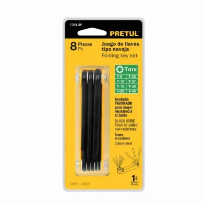 Juego De 8 Llaves Torx, Incluye Estuche Tipo Navaja Pretul
