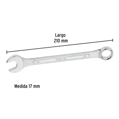 Llave Mixta 17 Mm Largo 210 Mm Pretul Acero Cromo Vanadio