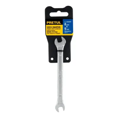 Llave De Boca 8 X 9 Mm En Acero Cromo Vanadio, Largo 140 Mm Pretul