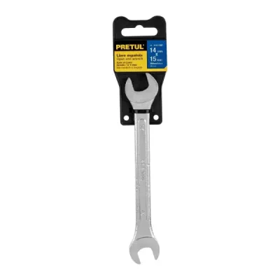 Llave De Boca 14 X 15 Mm En Acero Cromo Vanadio Largo 185 Mm Pretul