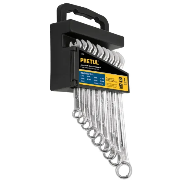 Juego De 9 Llaves Mixtas Con Estuche Desde 8 Mm Hasta 17 Mm Pretul (J-209M - 21995)
