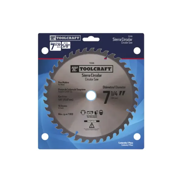 Disco Sierra Madera 7.1/4' Eje 5/8' Toolcraft 16 Dientes (TC2326)