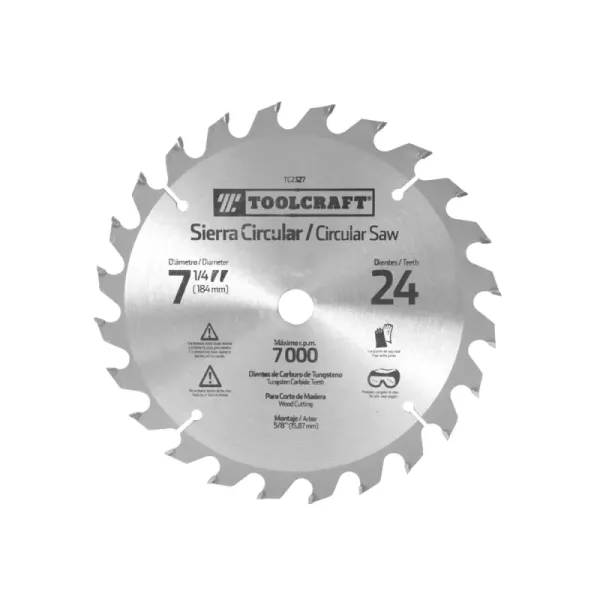 Disco Sierra Madera 7.1/4' Eje 5/8' Toolcraft 24 Dientes (TC2327)