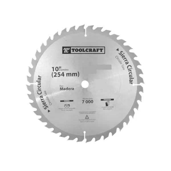 Disco Sierra Madera 10' Con Eje 1' Toolcraft 60 Dientes (TC2333)