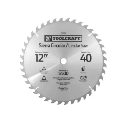 Disco Sierra Madera 12' Con Eje 1' Toolcraft 40 Dientes