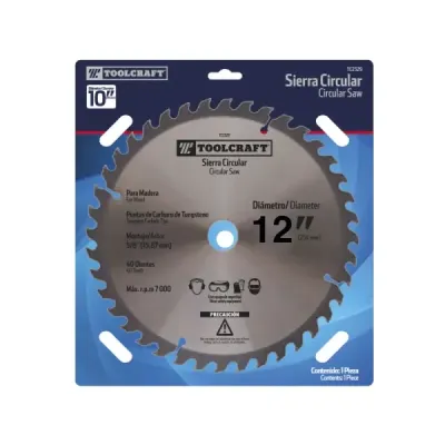 Disco Sierra Madera 12' Con Eje 1' Toolcraft 40 Dientes