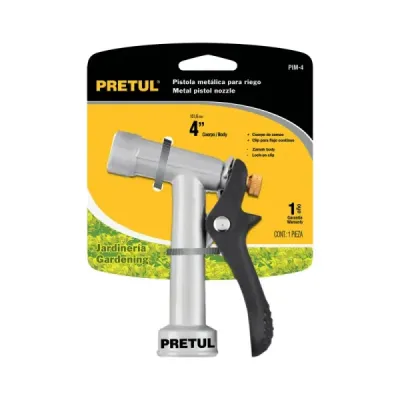 Pistola Metálica De 2 Funciones Para Manguera, Largo 10 Cm Pretul