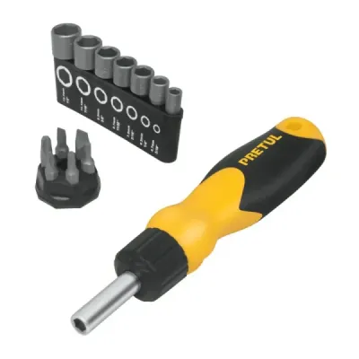 Juego De Puntas Y Copas Con Destornillador Ratchet 14 Piezas Pretul