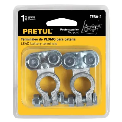2 Terminales De Plomo Para Batería De Carro, Poste Superior Pretul
