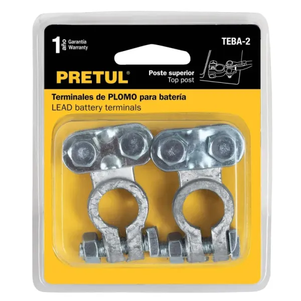 2 Terminales De Plomo Para Batería De Carro, Poste Superior Pretul (TEBA-2 - 23041)