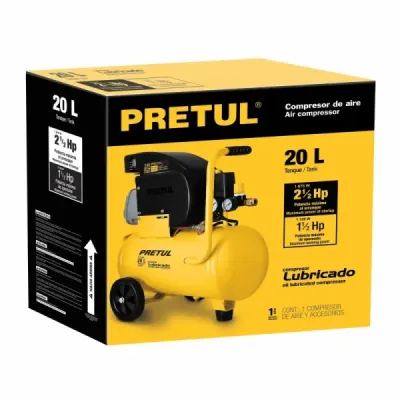 Compresor De Aire De 2.1/2 Hp, 20 Litros Con Tubos De Cobre Pretul