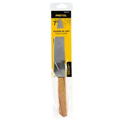 Cuchillo De Cocina De 7" (18 Cm) Tipo Chef, Mango De Madera Pretul