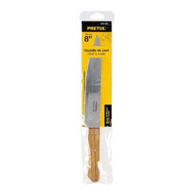 Cuchillo De Cocina De 8" (20 Cm) Tipo Chef, Mango De Madera Pretul