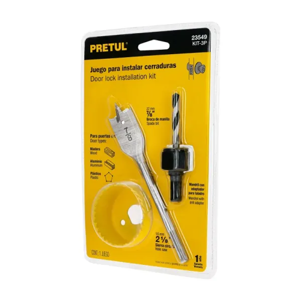 Juego Para Instalar Cerraduras 3 Piezas De Acero Al Carbono Pretul (KIT-3P - 23549)