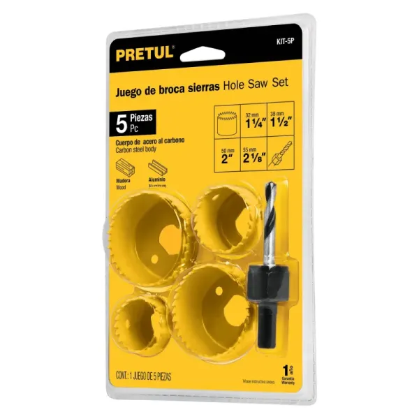Juego De Sierras Copas De Acero 5 Piezas Pretul (KIT-5P - 23550)