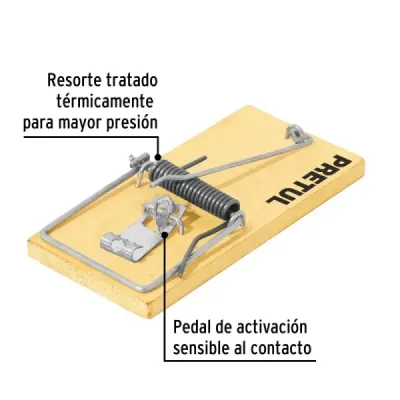2 Trampas Para Ratones En Madera De 10 Cm, Uso Profesional Pretul